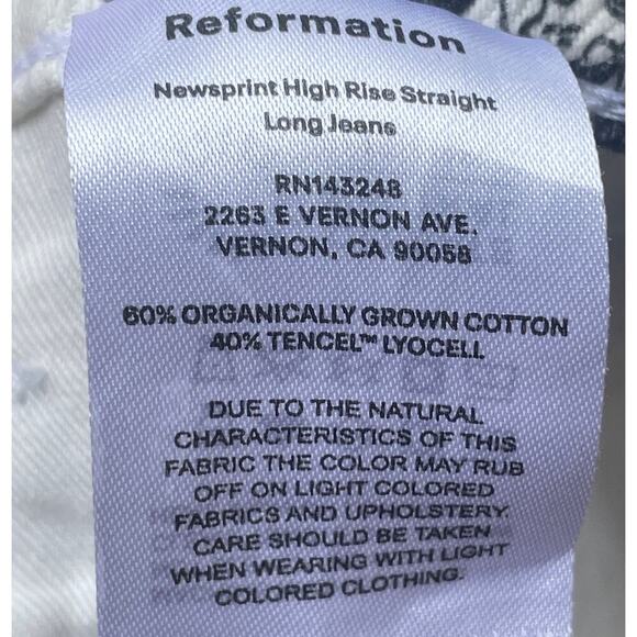Reformation Newsprint Comic High Rise Straight Long Jeans - Size 26 - Picture 7 of 16
